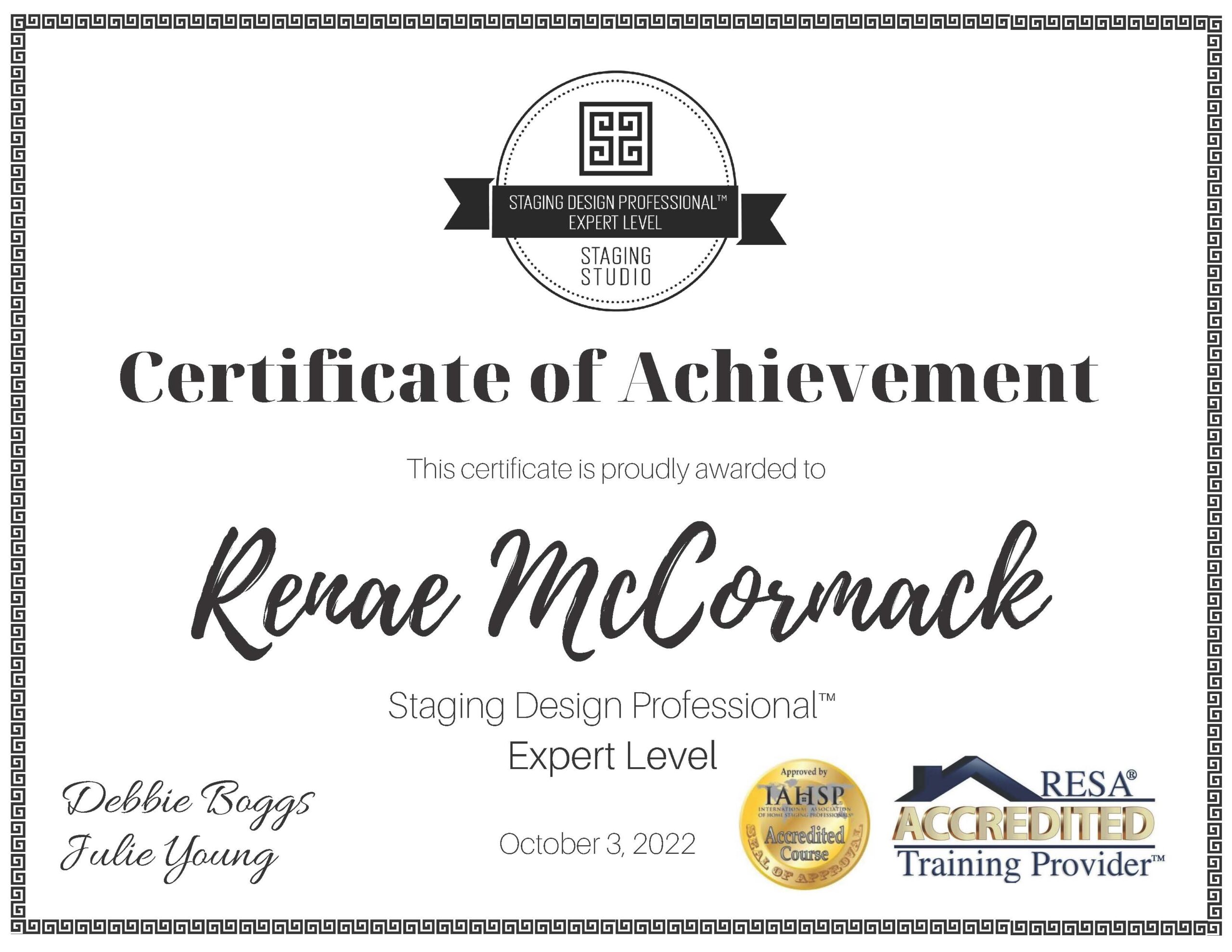 renea mccormack home staging certificate